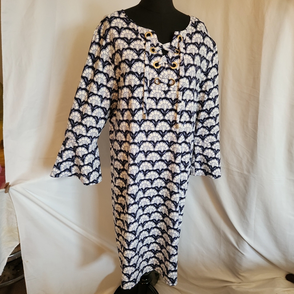 Navy and White Patterned Dress. NWT